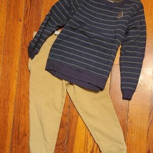 Tommy Bahama Navy Striped Top and Tan Sweats 5T